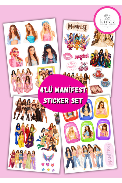 Kiraz Craft 4'lü Manifest Sticker Seti |A6 Boyut K-Pop Esintili Estetik Karak...