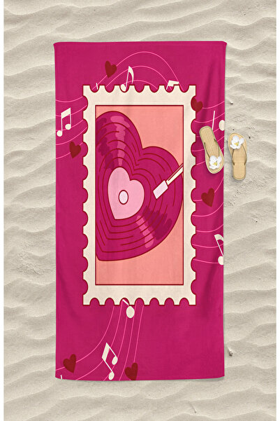 Erays Home Heart Music Pattern Digital Printed Young Girl Beach Towel Cotton ...
