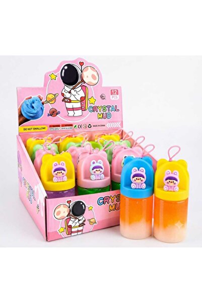 Crystal mud Slime Toy with Cartoon Keychain –( Pack of 6)