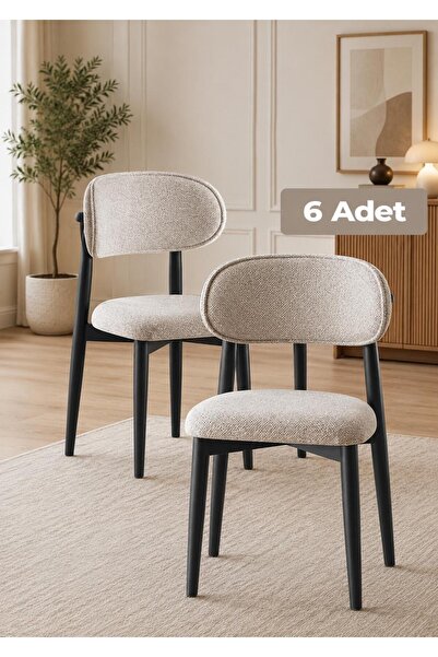 TOCE HOME Polo Serisi BOHEM SANDALYE 6’lı Sandalye - Dokuma Kumaş, Statik Boy...