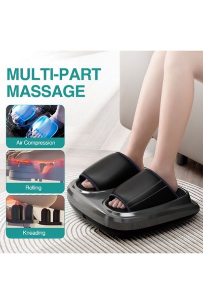 MJK Foot Massager Machine with Heat Deep-Kneading Therapy Air Compression Shiatsu for Wellness & Relaxation Open-toe Style Vibration Massager