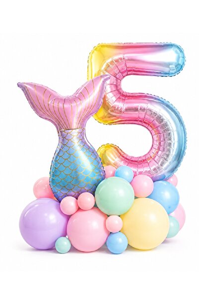 BKMC PARTY Age Balloon Mermaid Birthday Decoration Set 76 cm Number Balloon M...