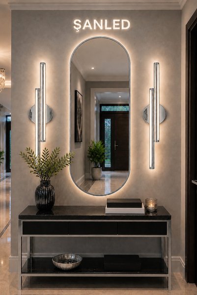 ŞANLED Decorative 20W Indoor Chrome Case 3-Color Light 60 cm Wall Sconce Electric 2 Pcs