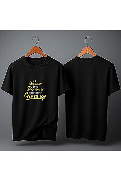 ELFERA Μπλουζάκι με μαύρη στάμπα Winner Dreamer Motivation