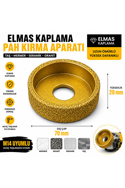 SENBANG Elmas Kaplama Düz Pah Kırma Aparatı 70 mm M14 Uyumlu | Mermer Granit ...