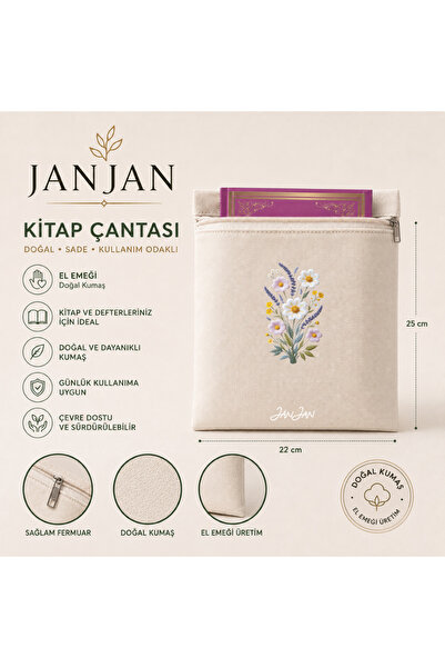 JANJAN Natural Fabric Book Cover,Washable Book Cover,Zippered Book Cover,Book...