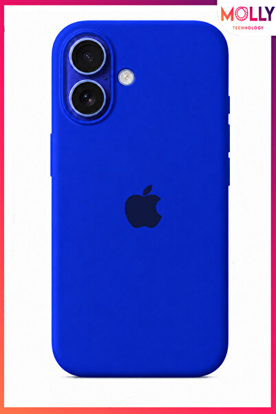Molly iPhone 16 PLUS İçin Saks Mavisi Lansman Soft İçi Kadife Mat Silikon Kılıf