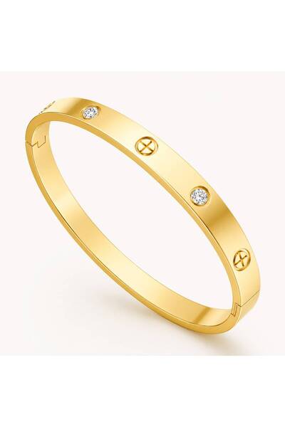 Nevara Women's Trendy Design Bracelet with Shiny Gold-Plated Detailing and Se...
