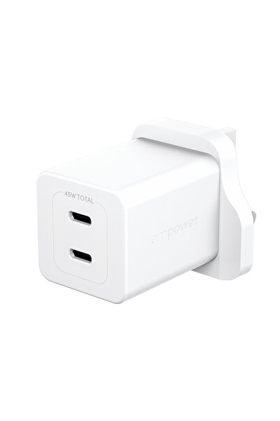 EMPOWER ™   من بانزر جلاس ®   شاحن توربو 45 واط متضمن 2 × منفذ USB-C |   قابس...