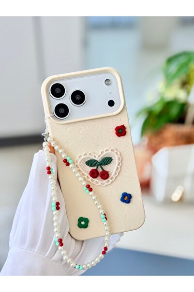 Go Aksesuar Iphone 17 Promax Uyumlu DANTEL Charm KİRAZ Tasarımlı Oyuncaklı Es...