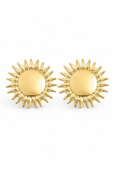 serelya Brass Sun Model Gold Color Women's Earrings