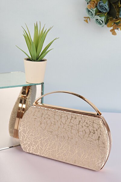 weem bag إيليسارا EB0717 |   حقيبة سهرة جديدة بمقبض معدني على شكل ورقة شجر