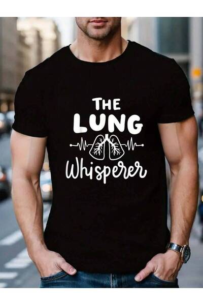 799 تي شيرت رجالي أسود للعطلات من القطن 100%، بتصميم RT Registered Respirator...
