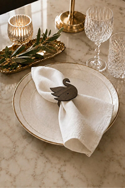 Econice 6-Piece Napkin Ring Swan Pattern