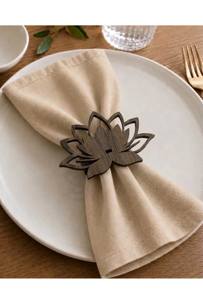 Econice 6-Piece Napkin Ring Set with Water Lily Pattern