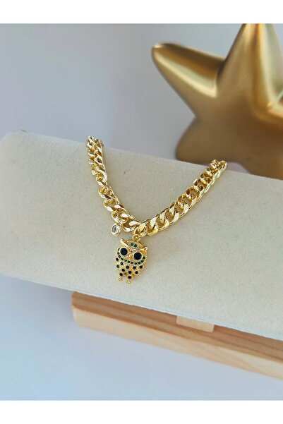 BYYEŞO Owl Charm Detail Steel Bracelet