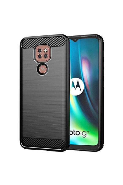 Techsuit Husă pentru Motorola Moto E7 Plus, Silicon Carbon, negru - negru