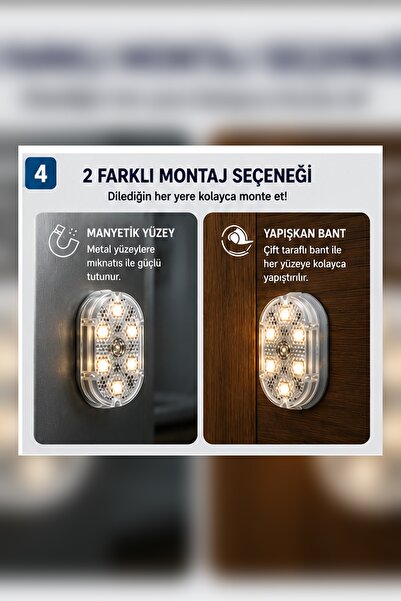 indirimsevinci Dokunmatik Mini 7 LED RGB USB Şarjlı Torpido Ayak Altı Lambası Çok Amaçlı Kullanım
