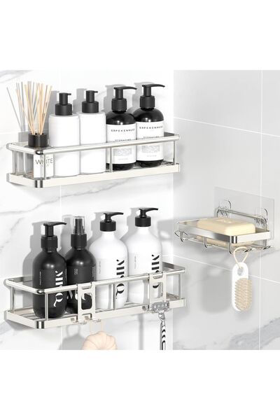 Dotail 3-Piece Set of Adhesive Bathroom Shelves, 10 kg capacity, up to 32 x 1...