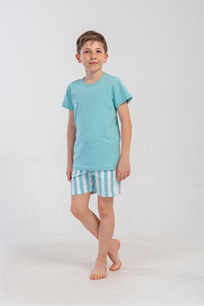 OBJE Boy's Aqua Green Crew Neck Short Sleeve T-Shirt