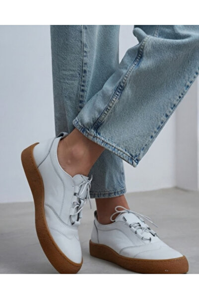 Enes Ayakkabıcılık Women's tan rubber sole lace-up sneaker - everyday comfort...