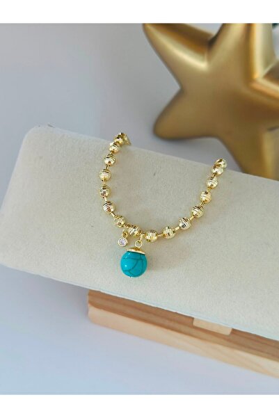 BYYEŞO Blue Topçuk Detail Charm Steel Bracelet