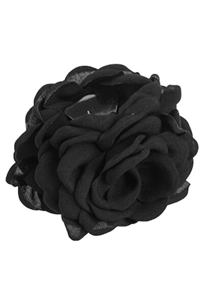ivokid Clamă de păr cu trandafir textil negru pentru femei 9cm