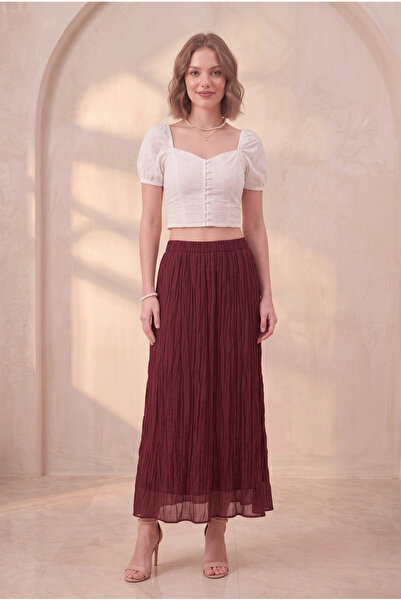 MetuCA Women's Burgundy Gathered Crinkle Linen Textured Bohemian Pinterest Lo...