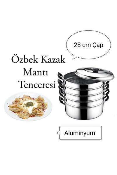 Genel Markalar Alüminyum 5 katlı küçük boy buharlı mantı tenceresi seti 28 cm...