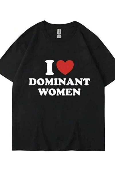 4Car تي شيرت مطبوع عليه I Love Dominant للنساء، تي شيرت صيفي كاجوال مضحك ذو ط...