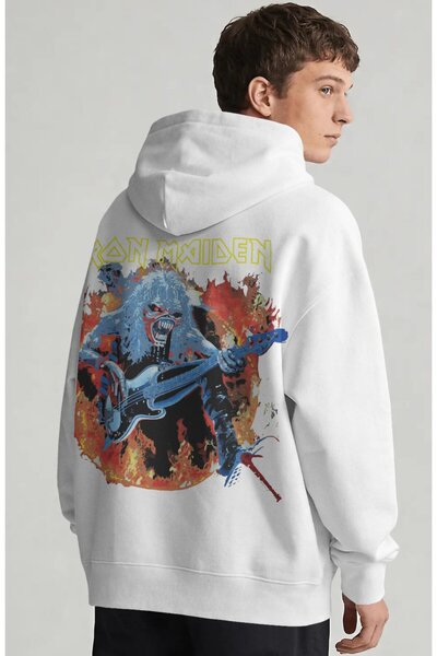 SEVBANO Iron Maiden Rock Metal Music Band Back Printed Unisex Oversize Combed...