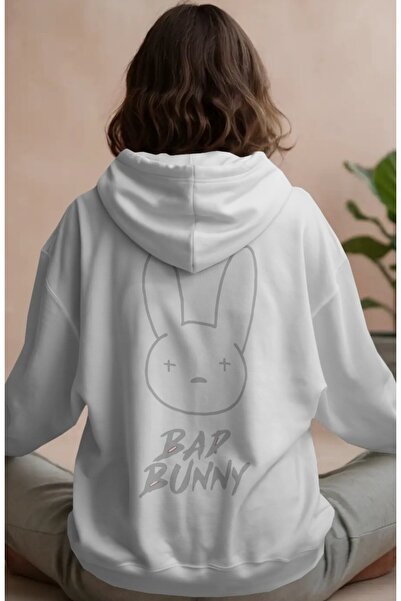 SEVBANO هودي فاخر كبير الحجم للجنسين مطبوع عليه شكل Bad Bunny Rapper Singer