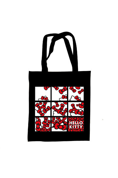 Hello Kitty Τσάντα καμβά με φιόγκους, τσάντα για ψώνια 44 εκ.