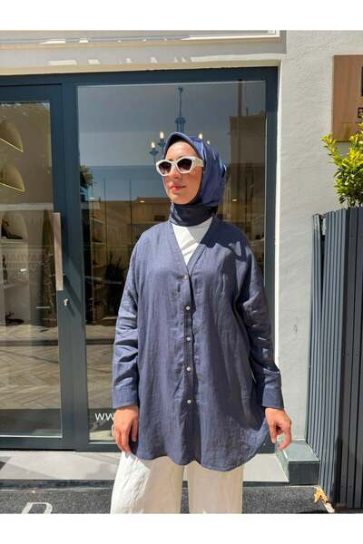 QOOQ STORE 26SS240 Elba Kadın Gömlek Lacivert