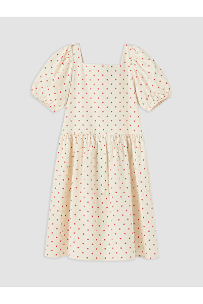LC Waikiki Square Neck Polka Dot Girls' Poplin Dress