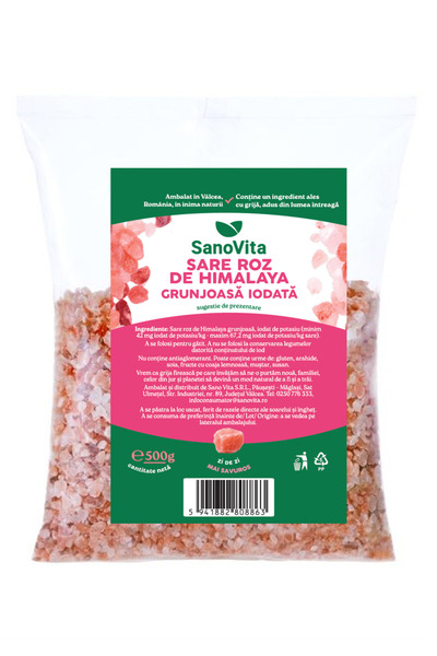 Sano Vita Sare roz de Himalaya iodată, granulară, 500g