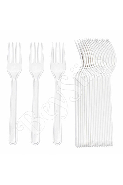 BeySüS Party Forks Luxury Plastic White 24 Pieces