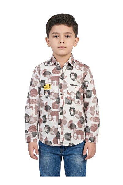 Babyqlo Boys Pink Geometric Printed Casual Shirt