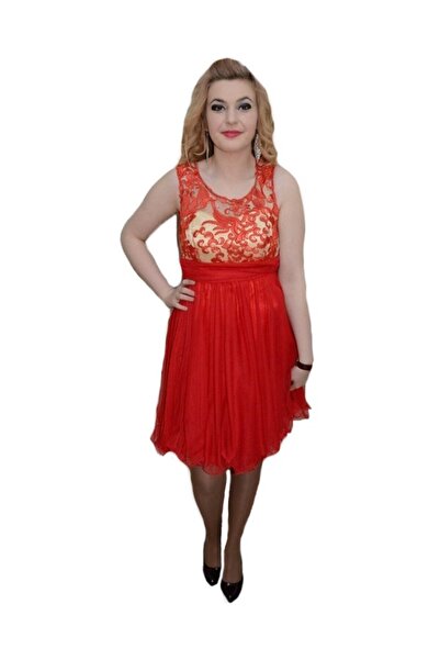 OEM Rochie rafinata, nuanta de rosu, dantela fashion, voal fin