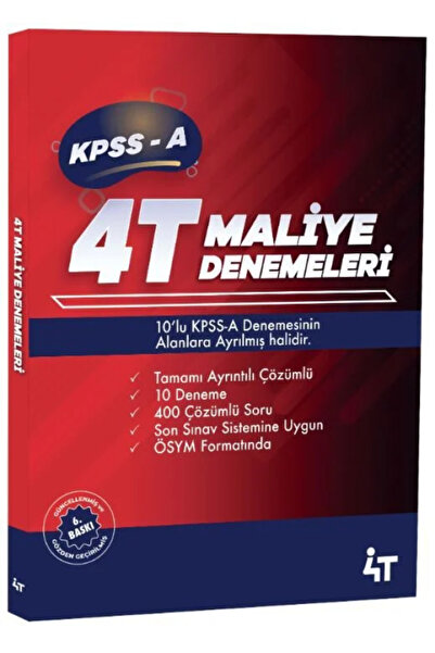 4T Yayınları 2026 KPSS A Grubu Maliye 10 Deneme Çözümlü / 6.Baskı