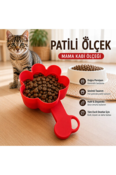 Basart Patili Mama Ölçeği Kedi Köpek Mama Küreği Mama Ölçü Kabı Pati Şekilli ...