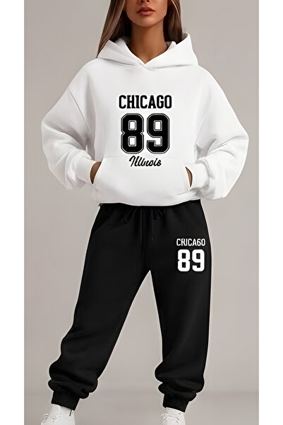 EFFRENATU Oversized Hooded Sweatshirt Set - Face and All-Over Surface Print, ...