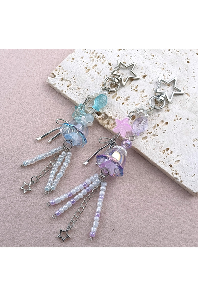 Choice4 SET Cute Transparent Jellyfish Phone Charm Star Flower Bead Tassel Pe...