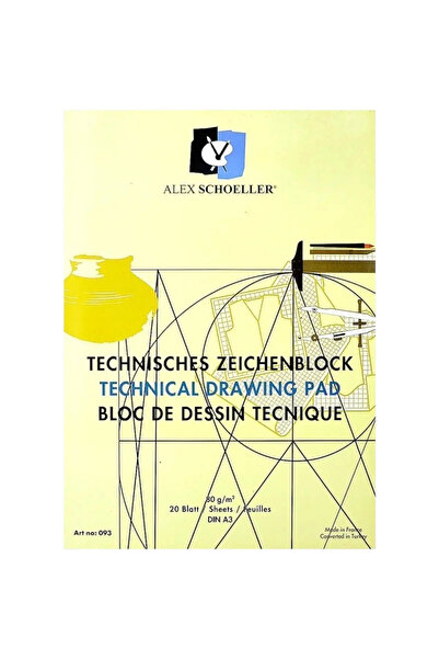 Alex Schoeller Alex Tekni̇k (Millimeter) A3 20 Sheets Vertical Notebook 80 Gr...