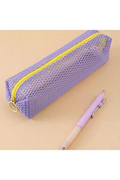 choice2 PURPLE 1 Piece of Multi-Colored Mesh Zipper Pencil Case, Fresh Style,...