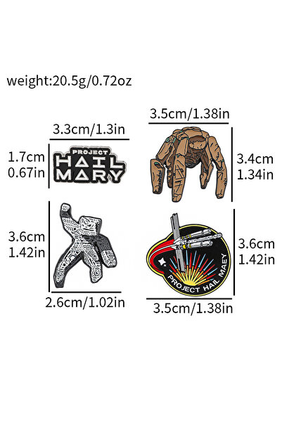 Choice Bandai XZ9004 4pc Sci-Fi Enamel Pin Set Project Hail Mary Inspired Col...