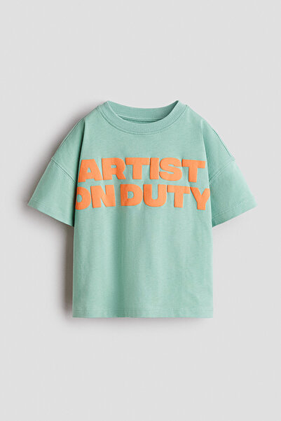 H&M Pamuklu ve Baskılı Oversize Tişört
