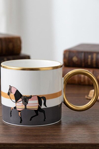 ALBETTO Luxury Porcelain Mug 200 ml Süvari Gray Gilded