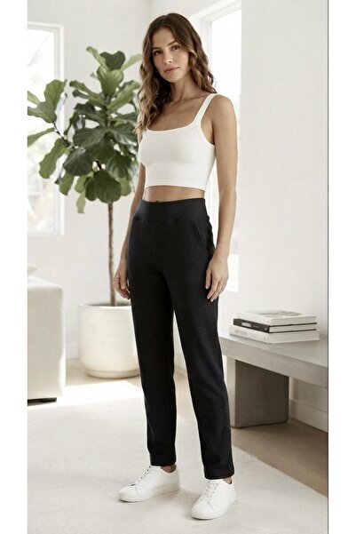 Sinem Çeyiz Oroverde Classic Woman Pants Thick Elastic Lycra Trousers with Po...