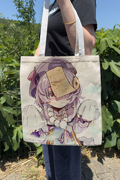ZipZap Qiqi Genshin Impact V5 Double-Sided Canvas Print Tote Bag Anime Bag